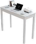Solid Wood Desk with Drawers - 39' Narrow Desks for Small Spaces, Mid Century Modern Desks, Small Wooden Vintage Computer Writing Desk, Study Table for Home Office Bedroom, White