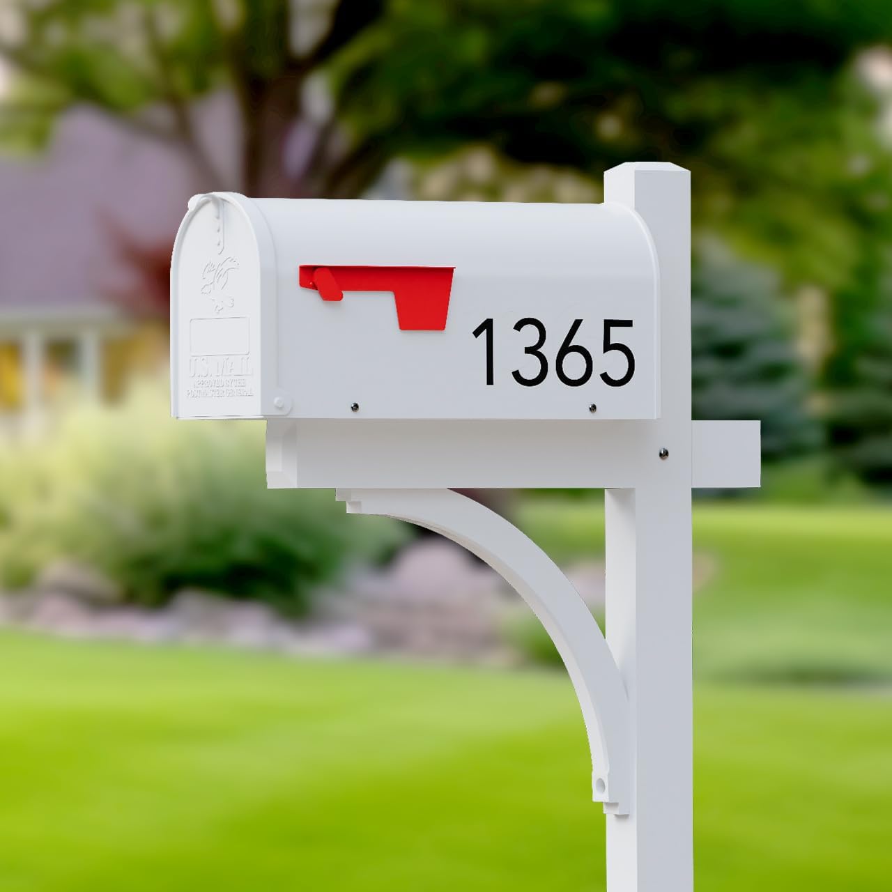 The Glenbrook Aluminum Mailbox Post - Complete System with Steel Mailbox and Aluminum Post Included (All White)