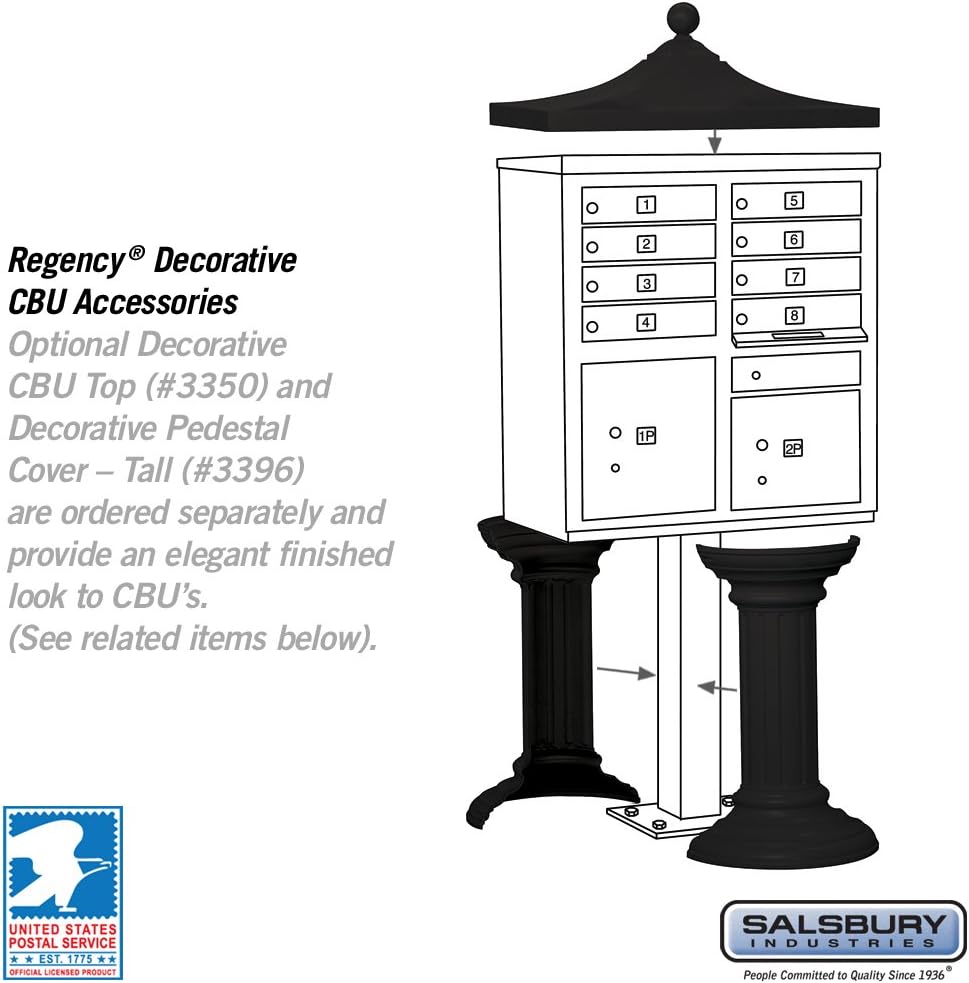 Salsbury Industries 3308BLK-U 8 A Size Doors, United States Postal Access Type I Cluster Box Unit, Black
