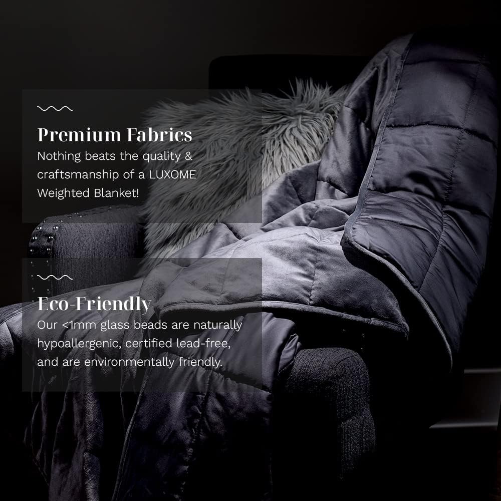 LUXOME Queen Size Weighted Blanket | Integrated Cooling & Plush Cover | 18 lbs | 60'x80' | Grey
