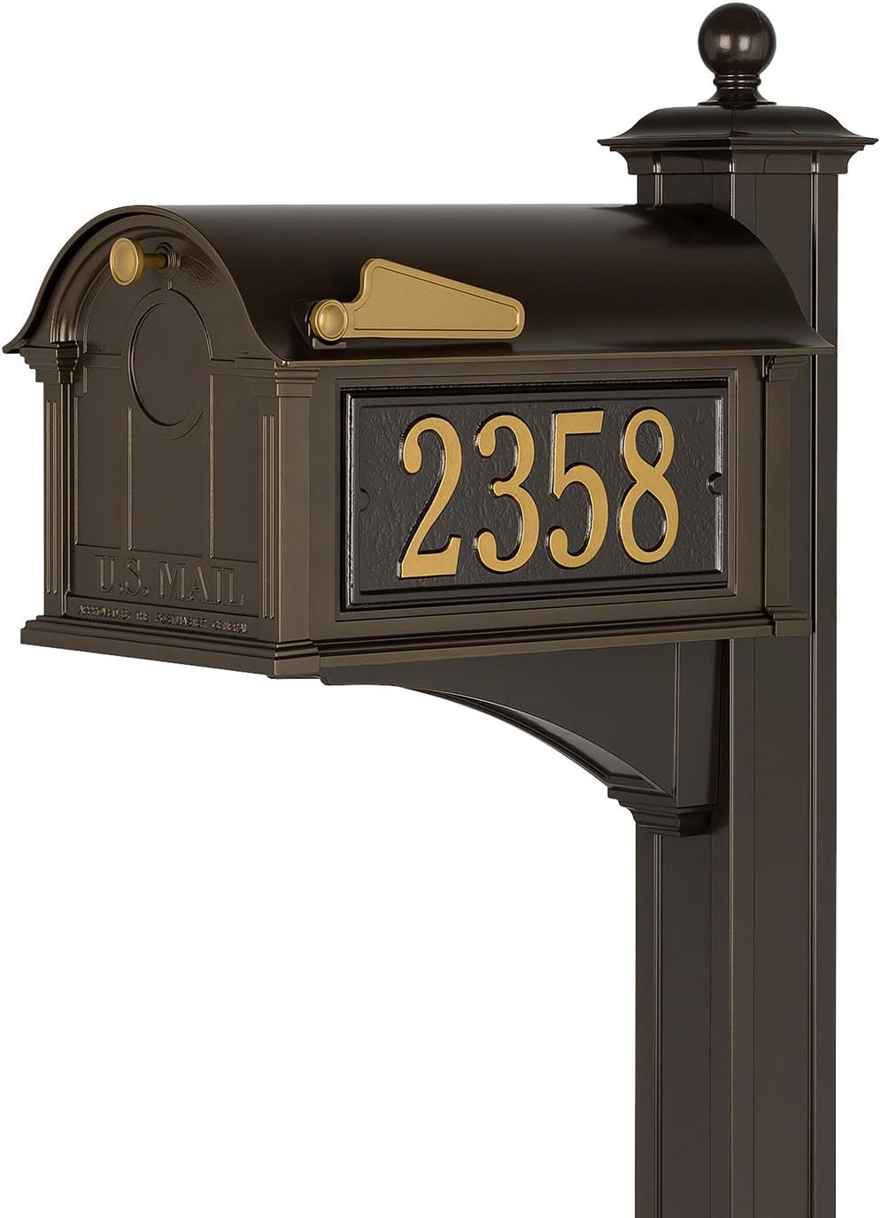 Balmoral Side Plaques Mailbox Post Package - Quick-Ship-Bronze