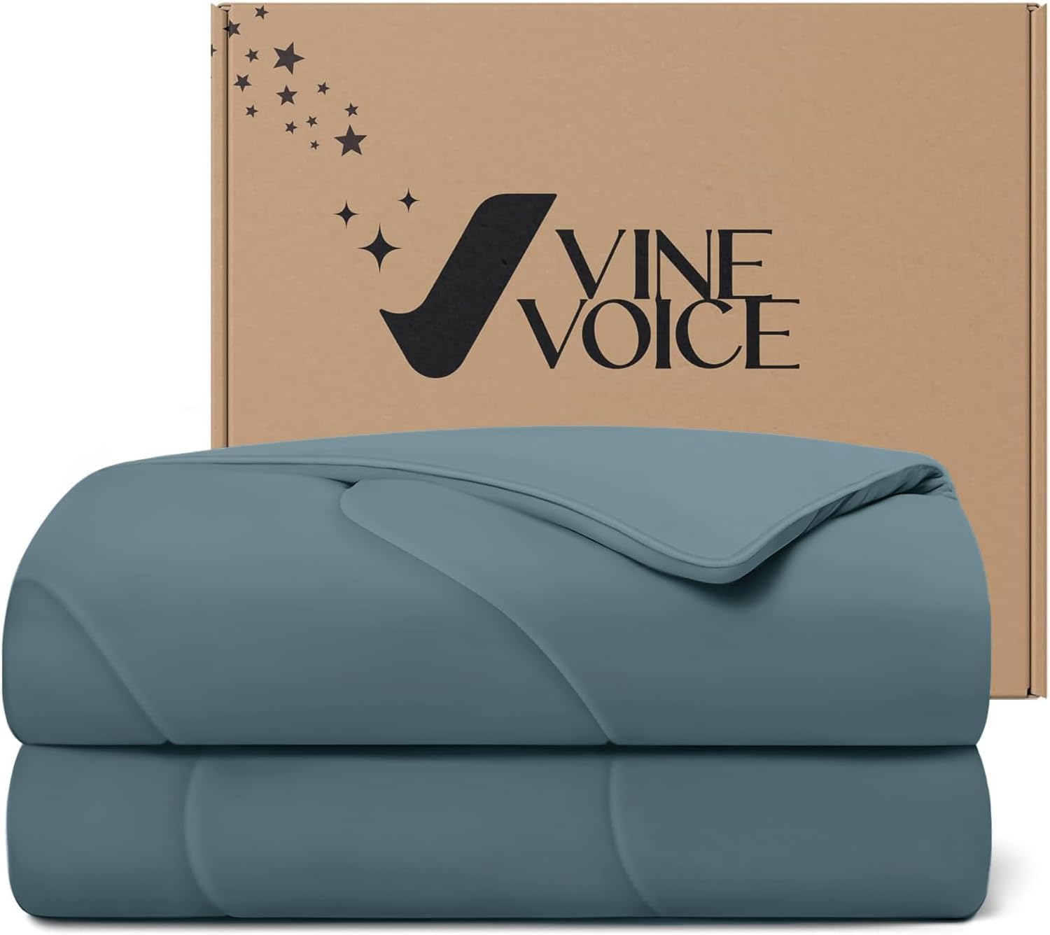 Cooling Blanket Comforter Hot Sleepers Twin/Twin XL Soft Cooling Blanket, Double-Sided Cool Bedding for Night Sweats, All-Season Lightweight Comforter(68 * 90inch, Blue-Gray)