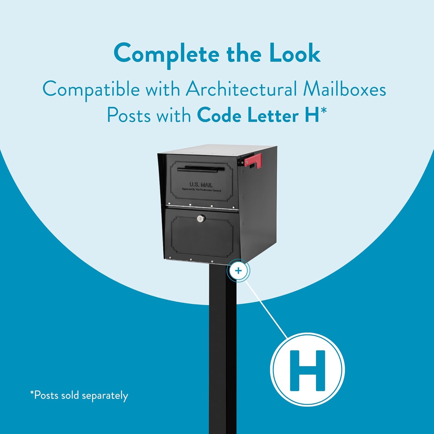 Architectural Mailboxes 6200B-10 Oasis Classic Locking Post Mount Parcel Mailbox with High Security Reinforced Lock,Black,18.00 x 15.00 x 11.50 inches