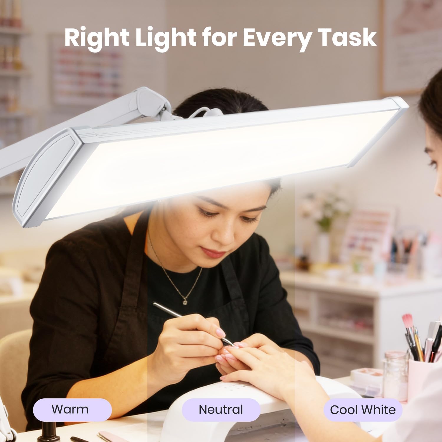 Neatfi 3,500 Lumens LED Desk Lamp – 45W Dimmable Task Light | Adjustable Color Temperature | 3 Light Modes | 540 SMD LEDs | Reading, Craft, Workbench & Office (White-2, 26-Inch Wide Shade)