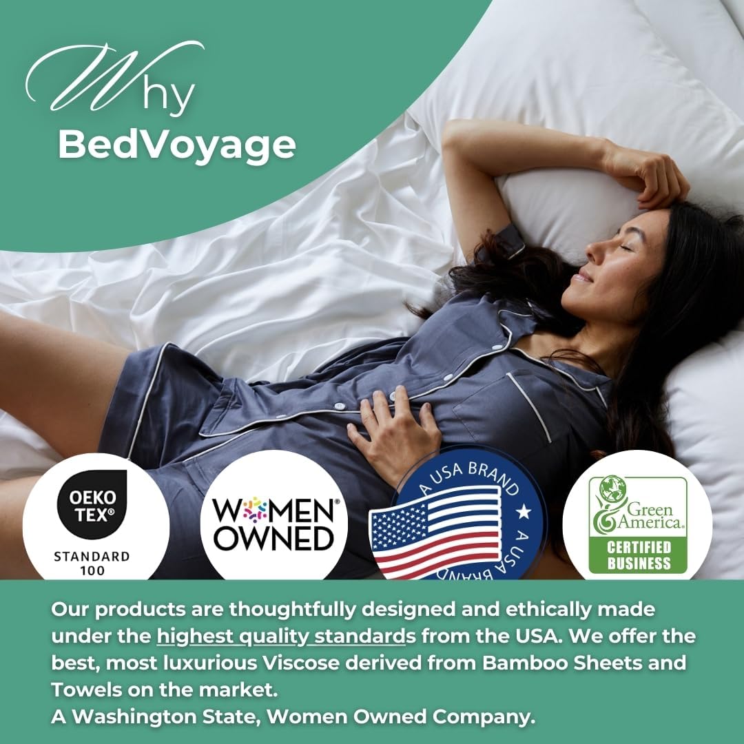 BedVoyage - TwinXL Luxury Sheet Set, 100% Viscose derived from Bamboo, Cooling Bedding Sheets & Pillowcases Set - Soft Bed Sheets - 18' Deep Pockets - Twin Extra Long - Platinum