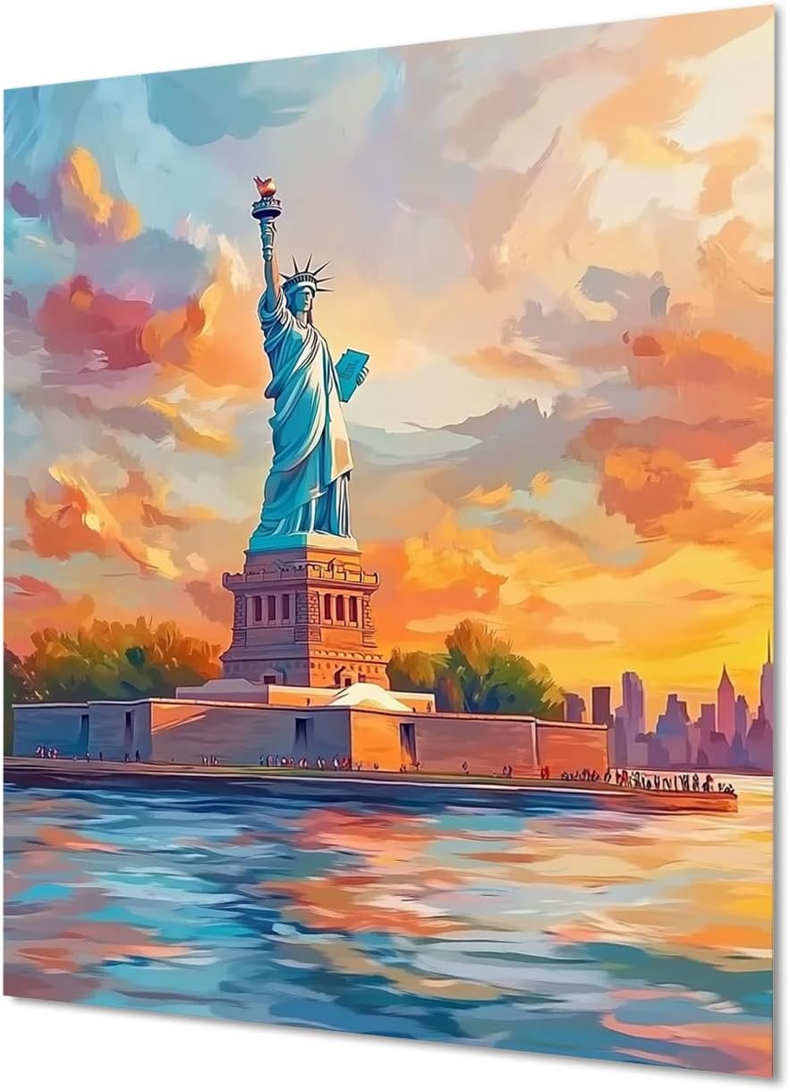 Statue Of Liberty Dimond Painting Kit, New York Diamond Art Kits for Adults DIY 5D Square Dirll Crystal Gem Art Paintings Embroidery Crafts Picture, Home Wall Decor, Gifts for Women 36x48in u4-10F