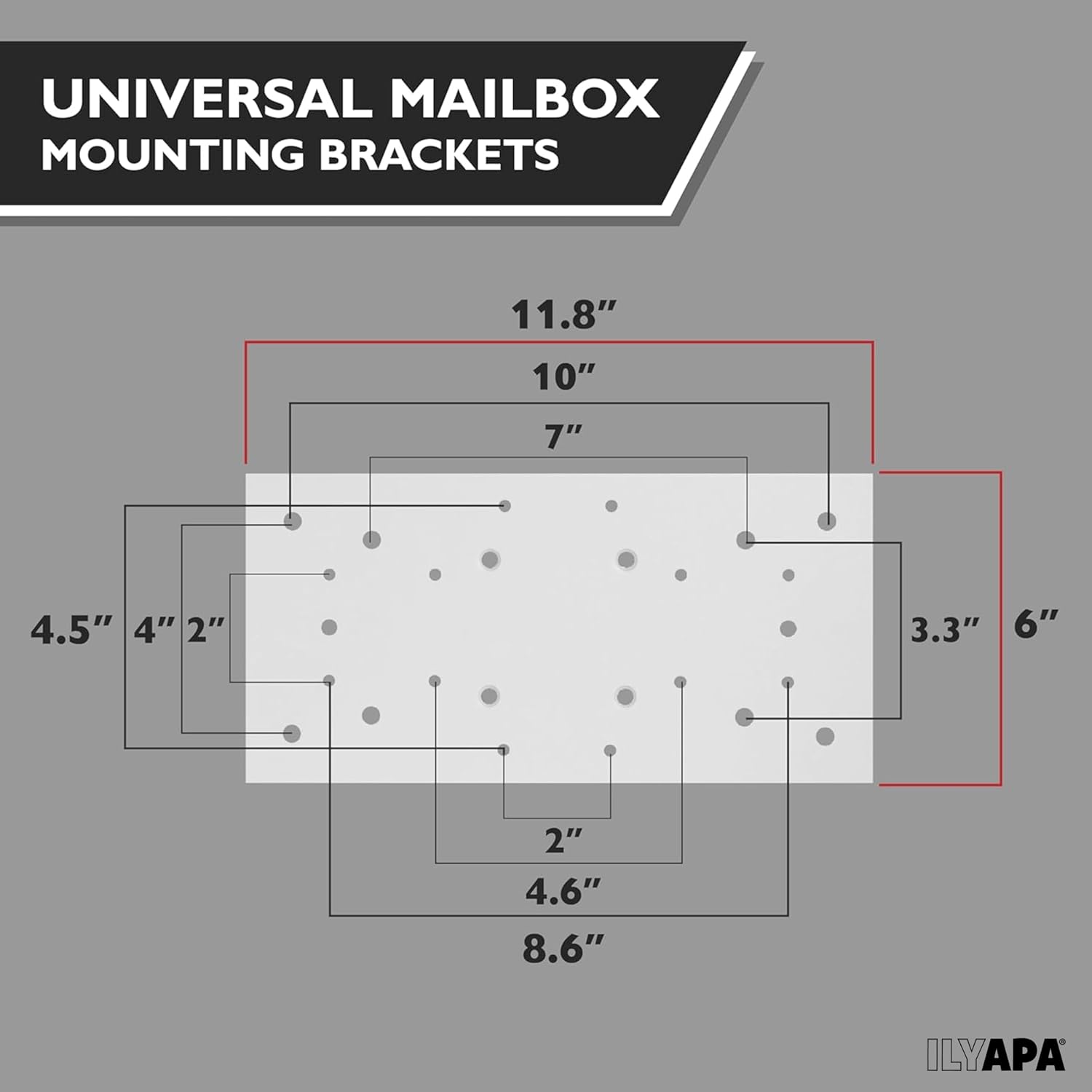 Ilyapa Double Mailbox Post for Outside - 43x4x4 inch White Metal Dual Mailboxes Post for Outside with Universal Mounting Bracket Plate for 2 Mailboxes