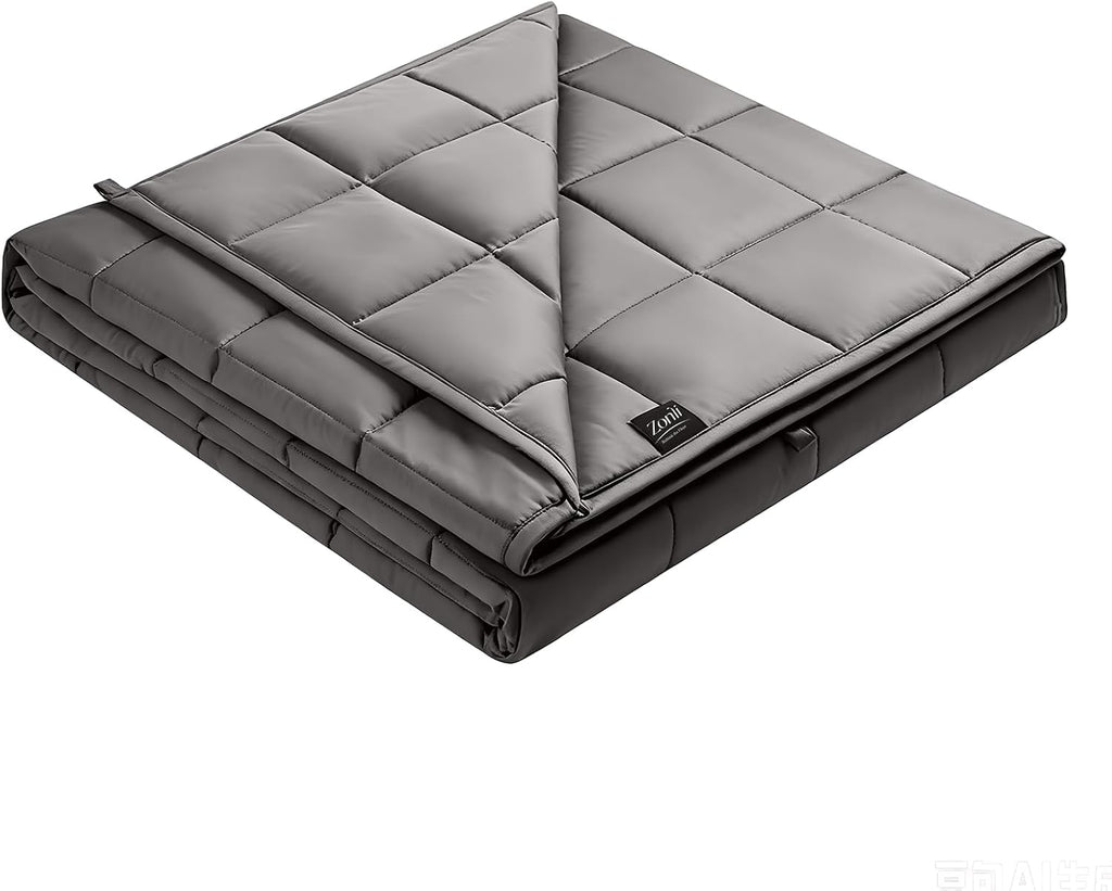 ZonLi Cooling Weighted Blanket for Hot Sleepers, 100% Bamboo Viscose, Natural, Breathable Weighted Blanket for Adults Queen Size 80'x87' 20lbs, Grey