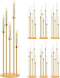 6 Set 5 Arm Gold Candle Holder, Mjkeomo 41.3'' Tall Candelabra Centerpieces for Tables Gold Candlesticks Holder for Housewarming Gift Fireplace Dinner Halloween Christmas Decor Fit 0.82'' LED Candle