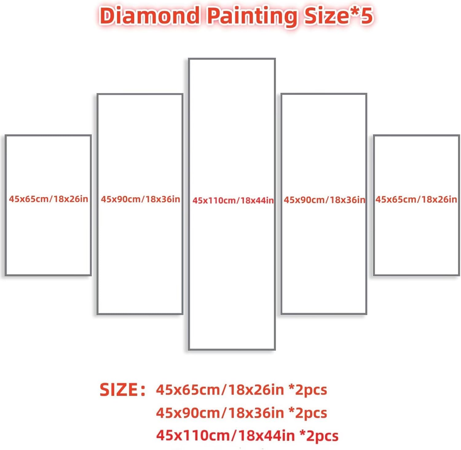 Landscape Diamond Art 5 Piece Diamond Painting Japan 5D DIY Full Square Drill Dimond Art Paintings Crystal Crafts for Adults Gem Painting for Home Decor, Large Artwork for Wall 44 x 90 Inch, Model156