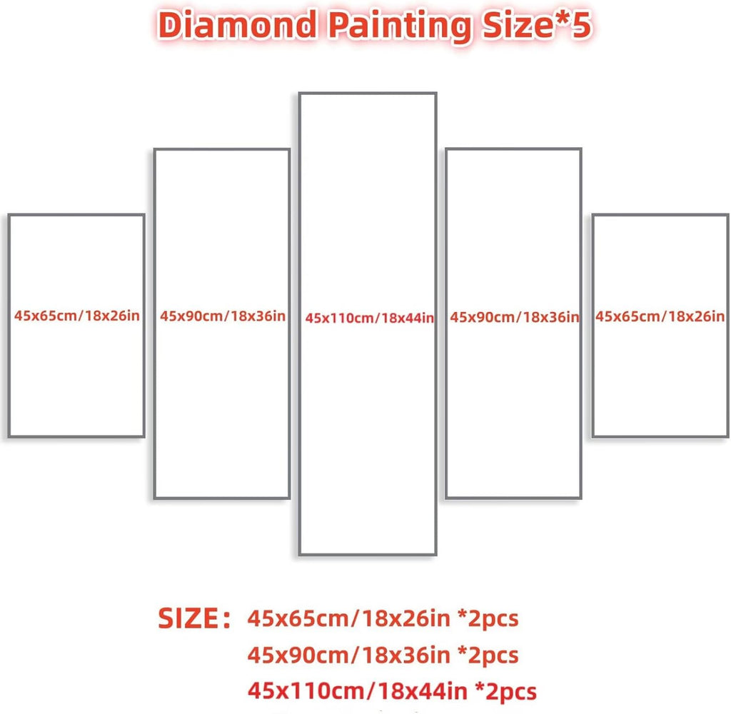 Starry Sky Diamond Art 5 Piece Diamond Painting Waves 5D DIY Full Square Drill Dimond Art Paintings Crystal Crafts for Adults Gem Painting for Home Decor, Large Artwork for Wall 44 x 90 Inch, Model468