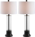 SAFAVIEH Lighting Collection Jayse Modern Black/ Clear 31-inch Bedroom Living Room Home Office Desk Nightstand Table Lamp Set of 2 (LED Bulbs Included)