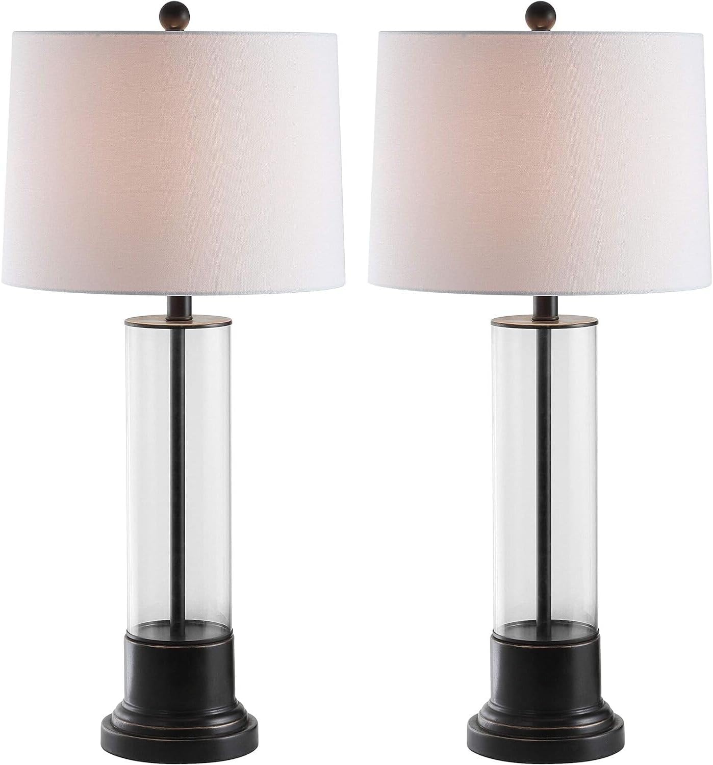 SAFAVIEH Lighting Collection Jayse Modern Black/ Clear 31-inch Bedroom Living Room Home Office Desk Nightstand Table Lamp Set of 2 (LED Bulbs Included)