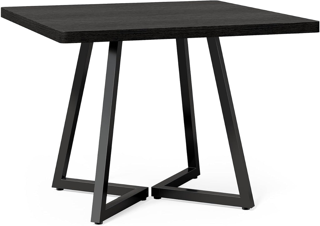 LITTLE TREE 31.5 Inches Small Dining Table for 4, Square Dinner Table for Small Space, Dining Room Tables, Black Wooden Kitchen Table with Metal Legs, Modern Leisure Cafe Table for Apartment