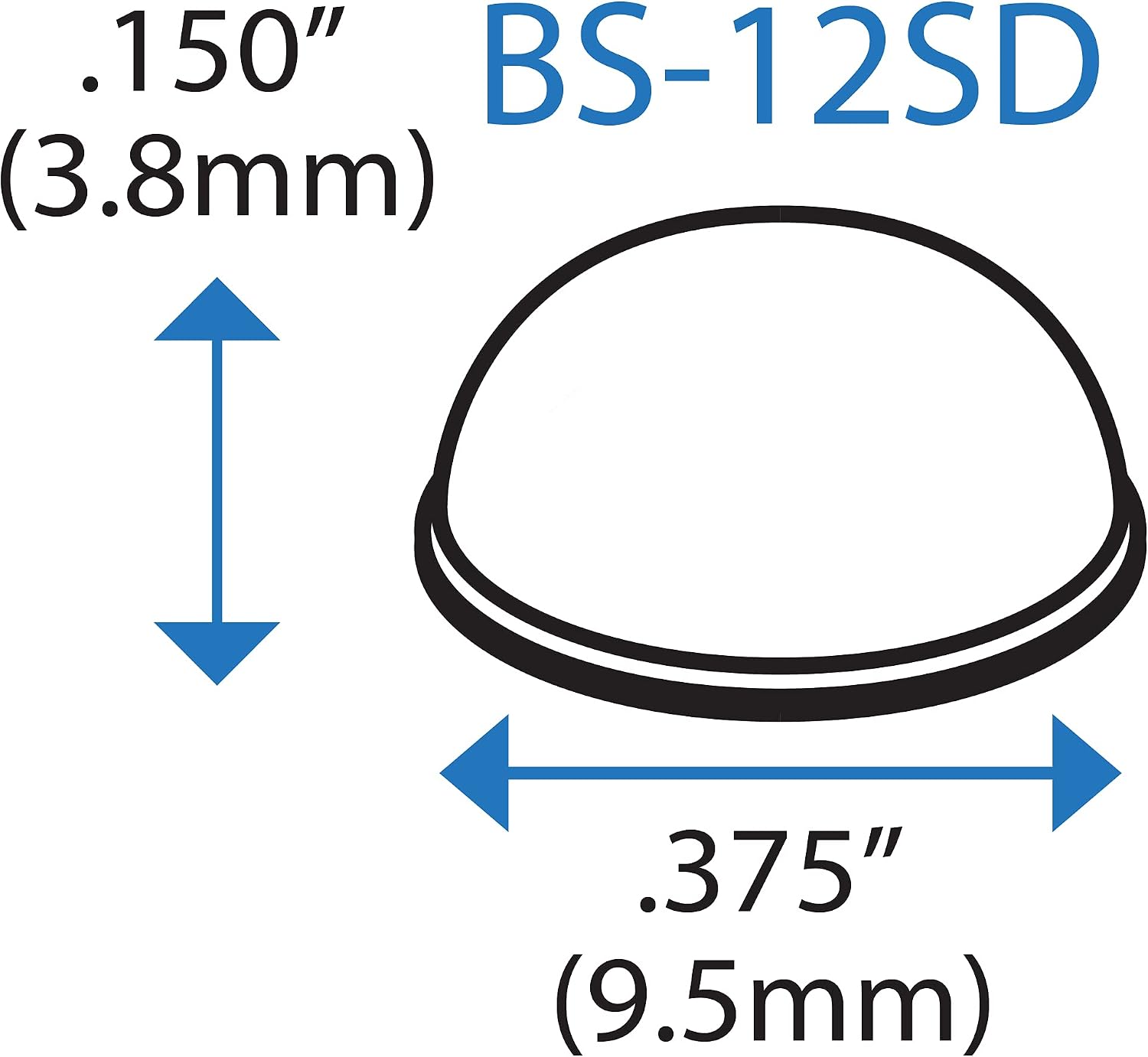 Bumper Specialties Self Adhesive Bumper Feet 0.375' x 0.150' (9.5mm x 3.8mm) Clear Hemispherical Soft Polyurethane Pads for Cabinet Door Sound Dampening, 7,200 Pieces per Box, BS12SD