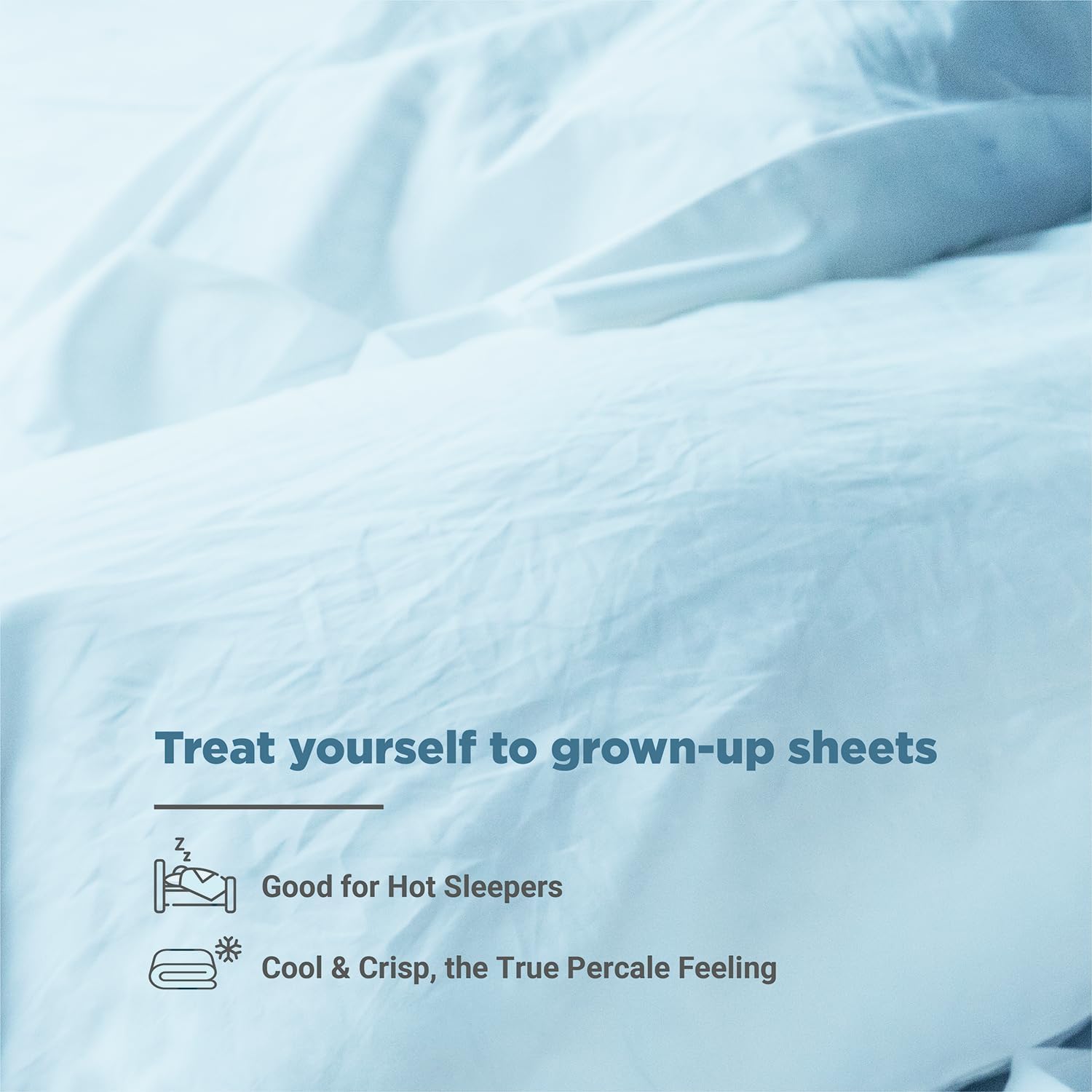 Fabdreams 100% Organic Cotton Percale Weave Queen Size Sheet Set | 300 Thread Count | GOTS Certified | Long Staple Cotton | Cool Crisp Breathable | Fits Upto 17' Deep Pocket | Light Blue