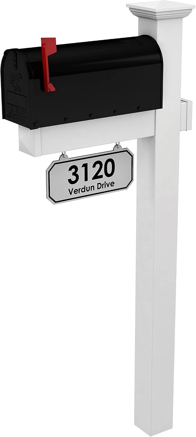 The Harrison Vinyl/PVC Mailbox Post - White (Includes Mailbox)