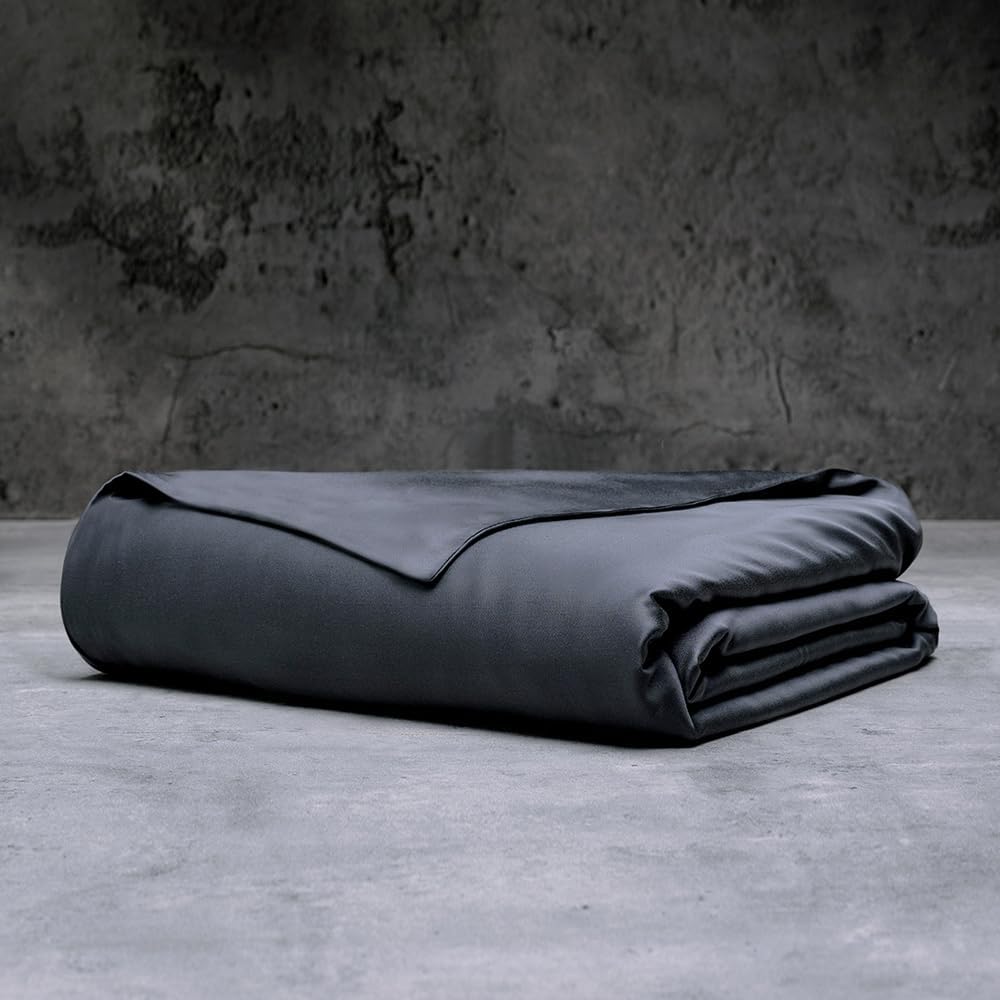LUXOME Luxury Duvet Cover | Oversized Fit | 100% Viscose from Bamboo | Silky Soft Feel | Thermal-Regulating | 2X Cover Ties | Full/Queen - 90'x98' | Charcoal