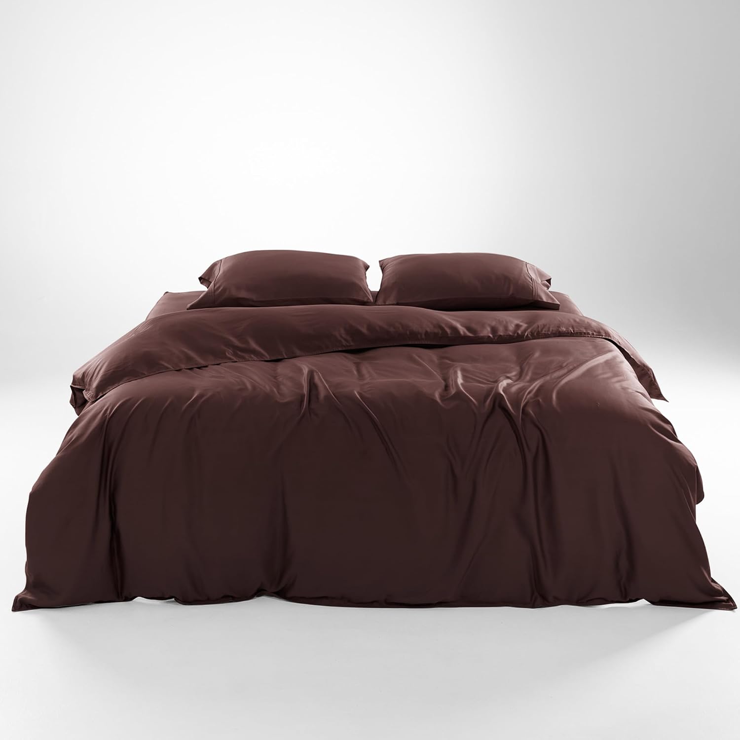 Olive + Crate Queen Size Tencel Duvet Cover Set - Hypoallergenic, Cooling Eucalyptus Duvet Cover for Hot Sleepers with Two Pillowcases - Cacao 3-Piece
