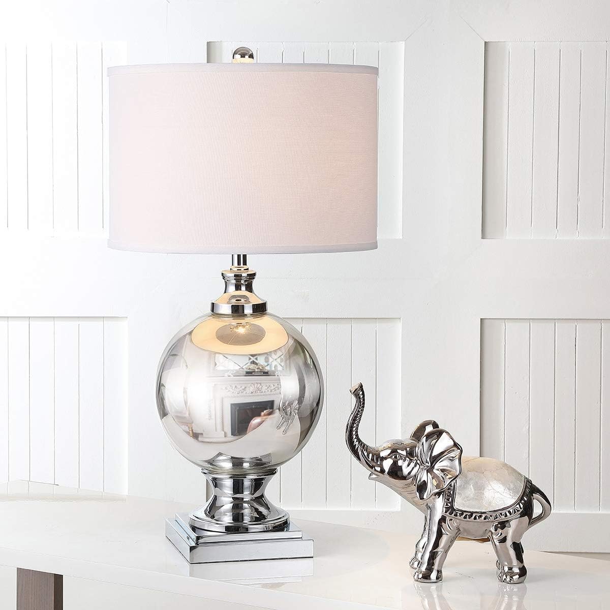 SAFAVIEH Lighting Collection Icott Modern Mercury Glass 28-inch Bedroom Living Room Home Office Desk Nightstand Table Lamp (LED Bulb Included)