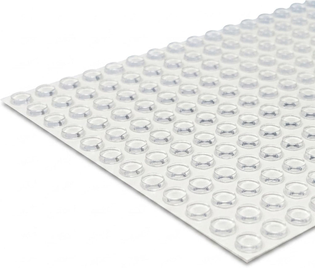 Bumper Specialties Self Adhesive Bumper Feet 0.375' x 0.125' (9.5mm x 3.2mm) Clear Cylindrical Soft Polyurethane Pads for Cabinet Door Sound Dampening, 6,000 Pieces per Box, BS34SD