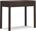 SIMPLIHOME Hollander Small Desk - 38 Inch Wide Solid Wood Writing Desk in Warm Walnut Brown, Contemporary Home Office Computer Table for Study or Compact Space with Flip-Down Keyboard Tray