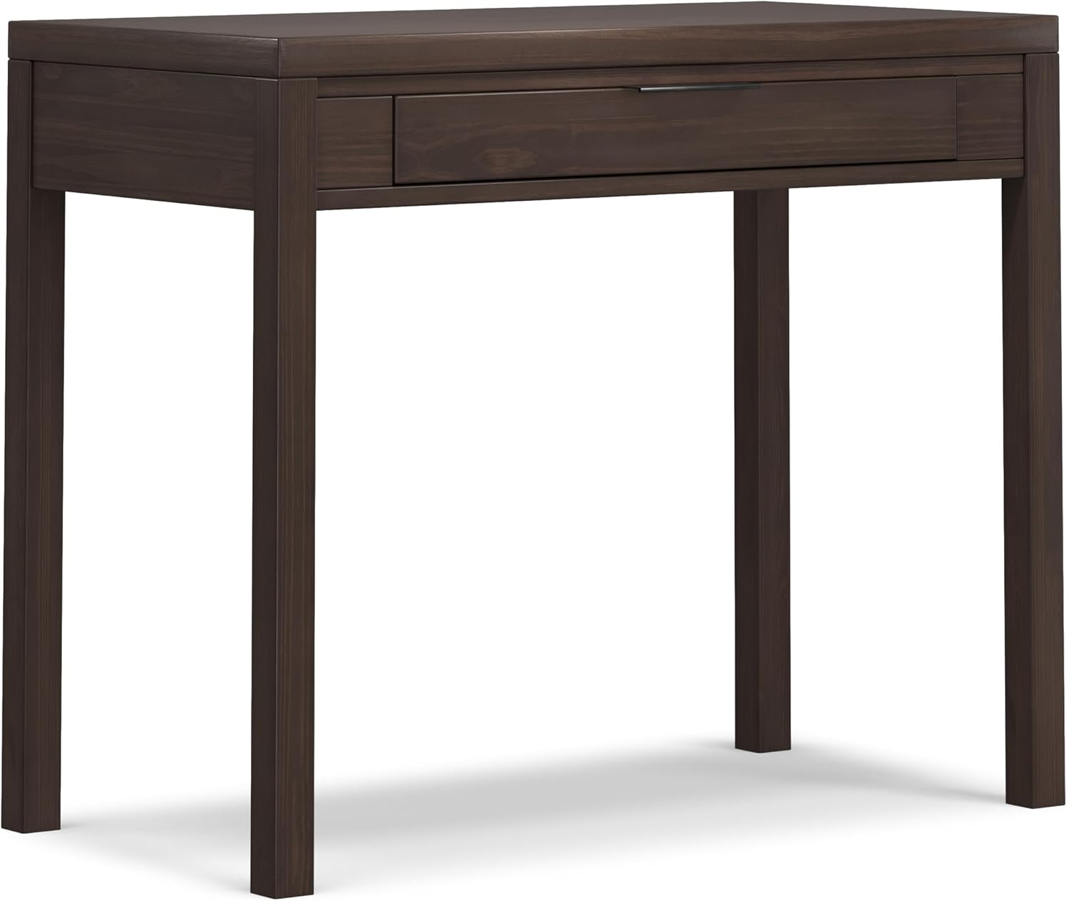 SIMPLIHOME Hollander Small Desk - 38 Inch Wide Solid Wood Writing Desk in Warm Walnut Brown, Contemporary Home Office Computer Table for Study or Compact Space with Flip-Down Keyboard Tray