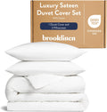 Brooklinen Luxury Sateen Duvet Cover Set - King/California King Size in White - Includes 1 Duvet Cover and 2 Pillowcases - 100% Cotton, 480 Thread Count