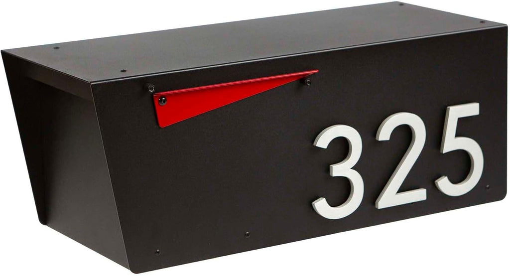 Rusty Design Modern Post-Mounted Mailbox with Personalized Address Numbers, Small Size #HC100 (with Three Address Numbers)
