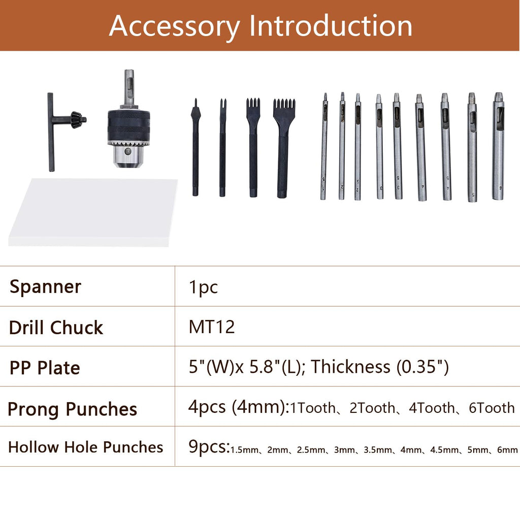CXRCY Leather Hole Puncher & Press Machine, Manual Hole Punch Set for Leatherworking DIY Craft Leather Hole Punching,Setting Rivets,Button Snaps with 13pcs Punches, PP & Aluminum Plate