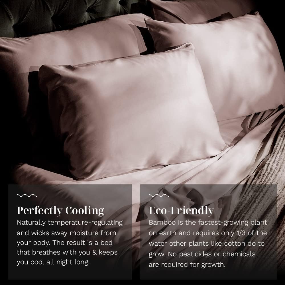 LUXOME Luxury Sheet Set | 100% Rayon (Viscose) from Bamboo | Split King - Blush | Deep Pockets | 5-Piece Set (2 Fitted, Flat, 2 Pillowcases)
