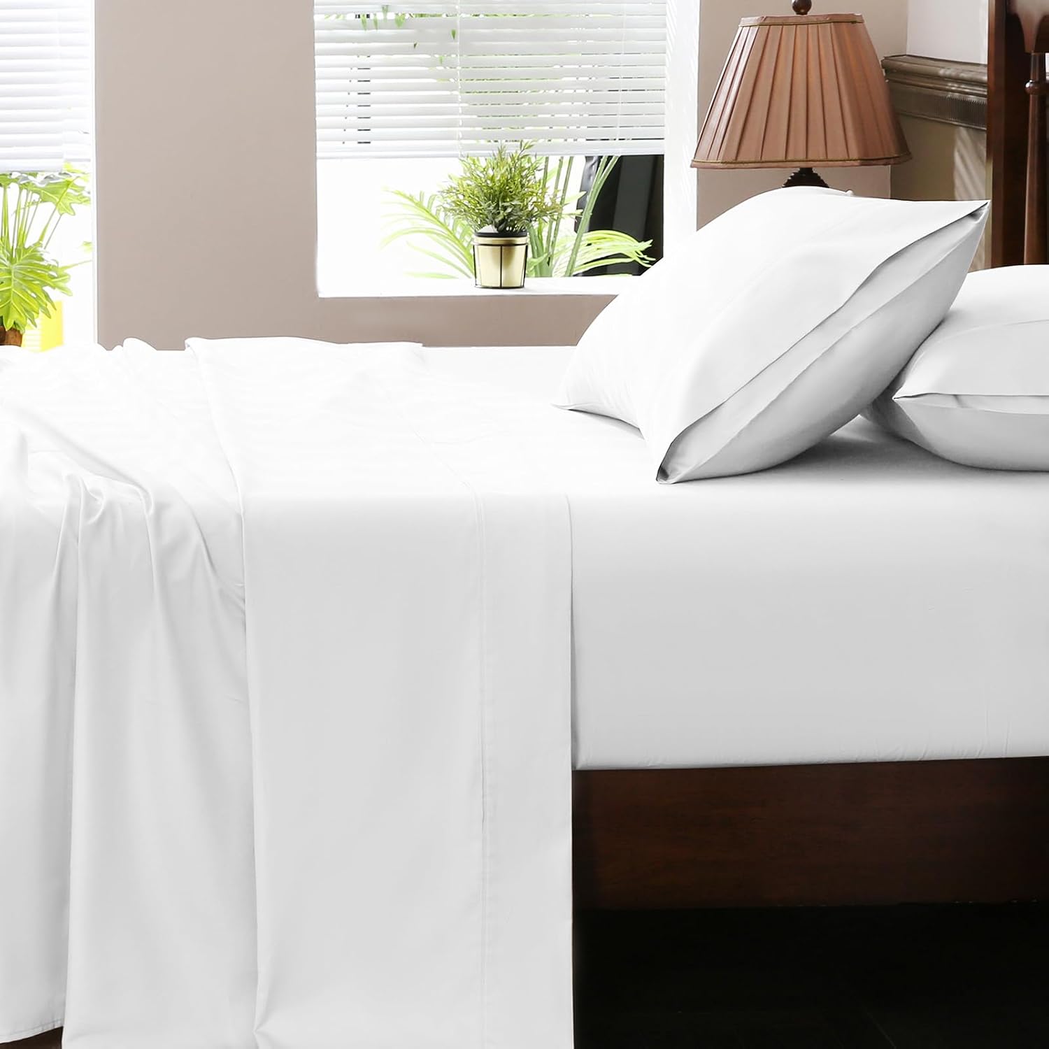 Extra Deep Pocket California King Sheets 18-24 Inch 100% Egyptian Cotton 1000 Thread Count Sateen Weave Soft Breathable 4 Pieces（California King,White）