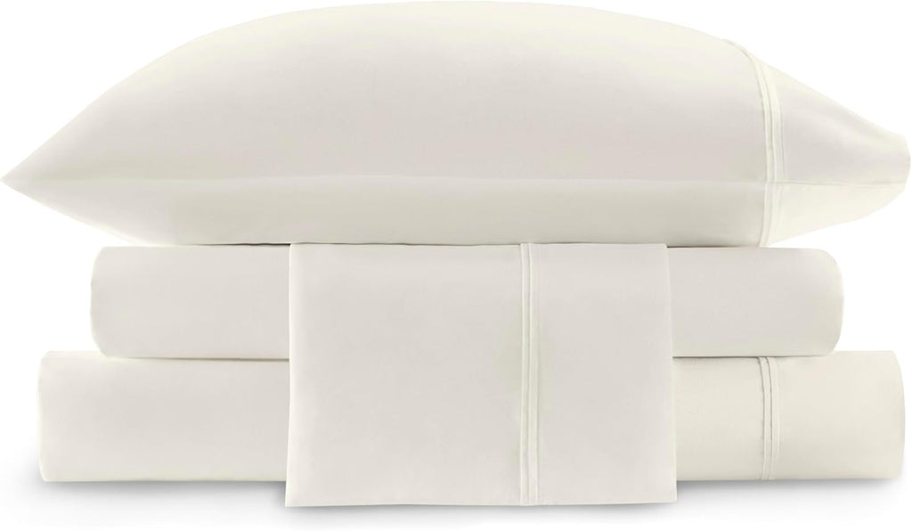 Harbor House Luxury 100% Egyptian Cotton Sheet Set, 400 Thread Count Sateen Weave, Soft & Breathable Bed Sheets with Deep Pocket, 4-Piece Queen Bedding Set, Ivory