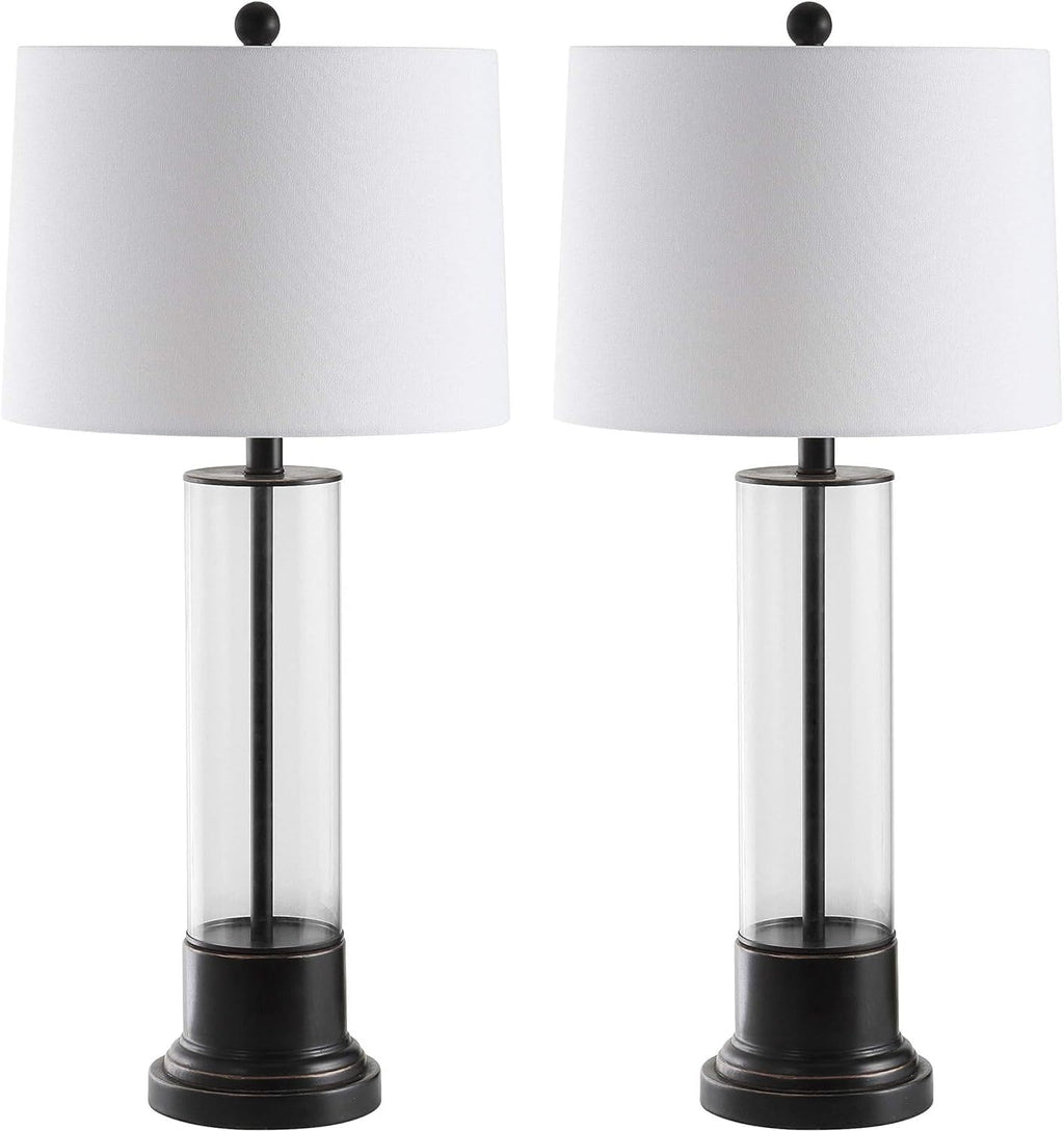 SAFAVIEH Lighting Collection Jayse Modern Black/ Clear 31-inch Bedroom Living Room Home Office Desk Nightstand Table Lamp Set of 2 (LED Bulbs Included)