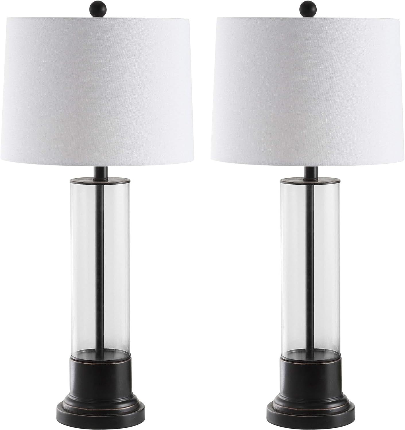 SAFAVIEH Lighting Collection Jayse Modern Black/ Clear 31-inch Bedroom Living Room Home Office Desk Nightstand Table Lamp Set of 2 (LED Bulbs Included)