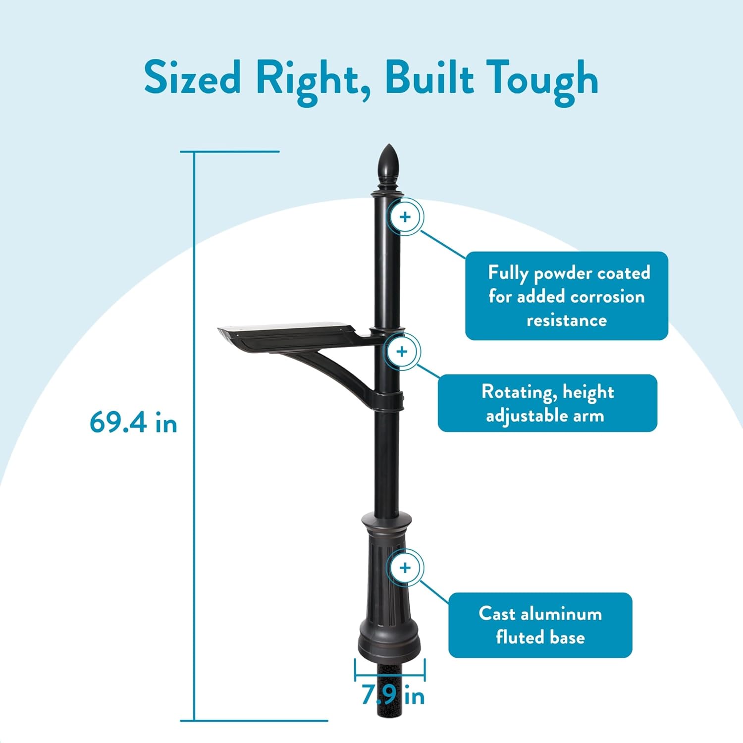 Architectural Mailboxes Hamilton Aluminum Mailbox Post, Compatibility Code F, G, H, 7510B-10, Black