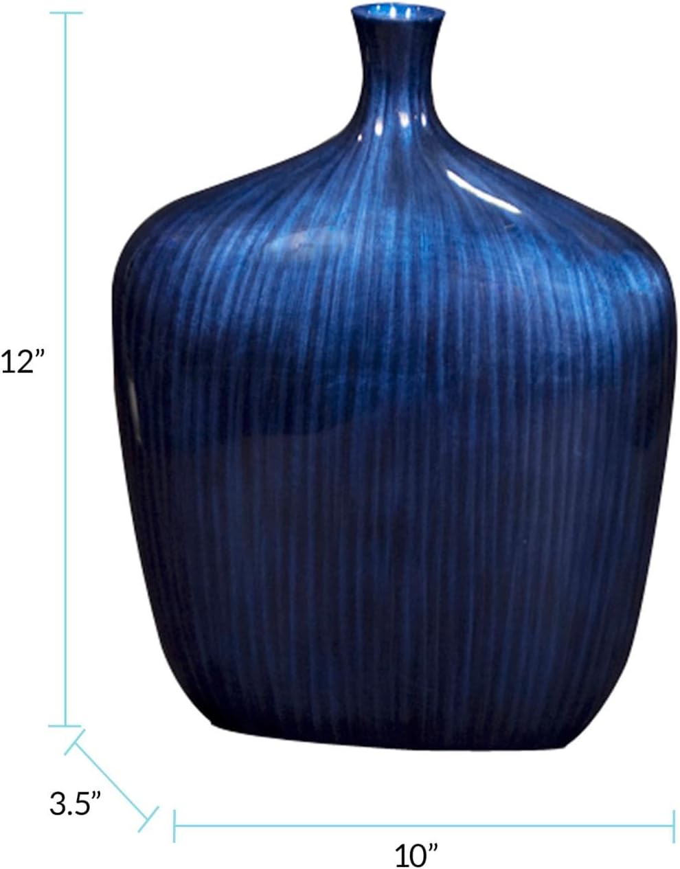 Howard Elliott Collection Sleek Cobalt Blue Wooden Vase with Brushed Black Accents, Large Decorative Accent Vase for Table Centerpiece, Flowers, Console Table and Living Room Decor