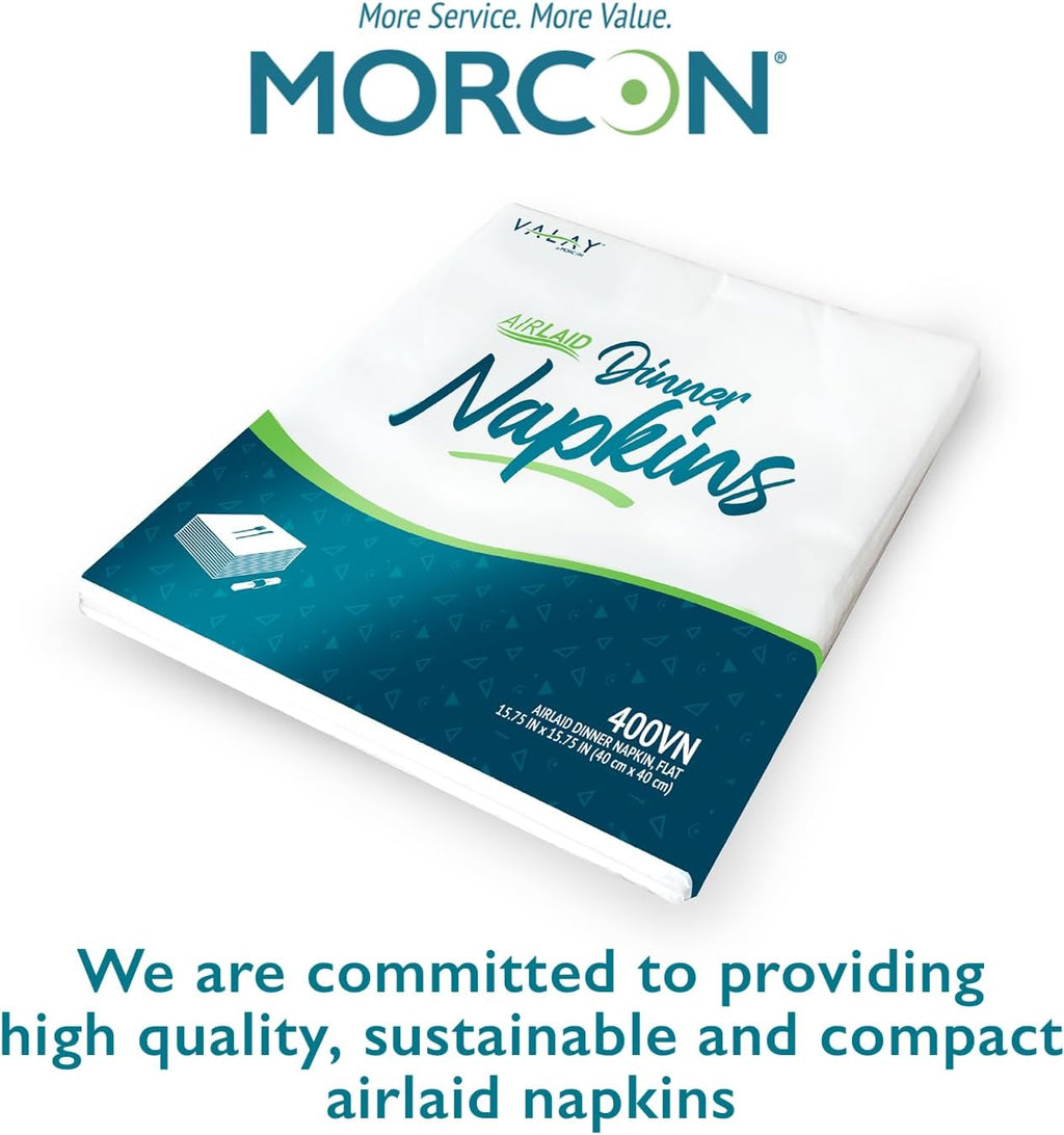 Morcon Valay 400VN Paper Napkins with Linen-Feel for Events & Restaurants, Upscale Dining Parties or Weddings, Durable and Absorbent White Paper Dinner Napkins Disposable, 1000 Count