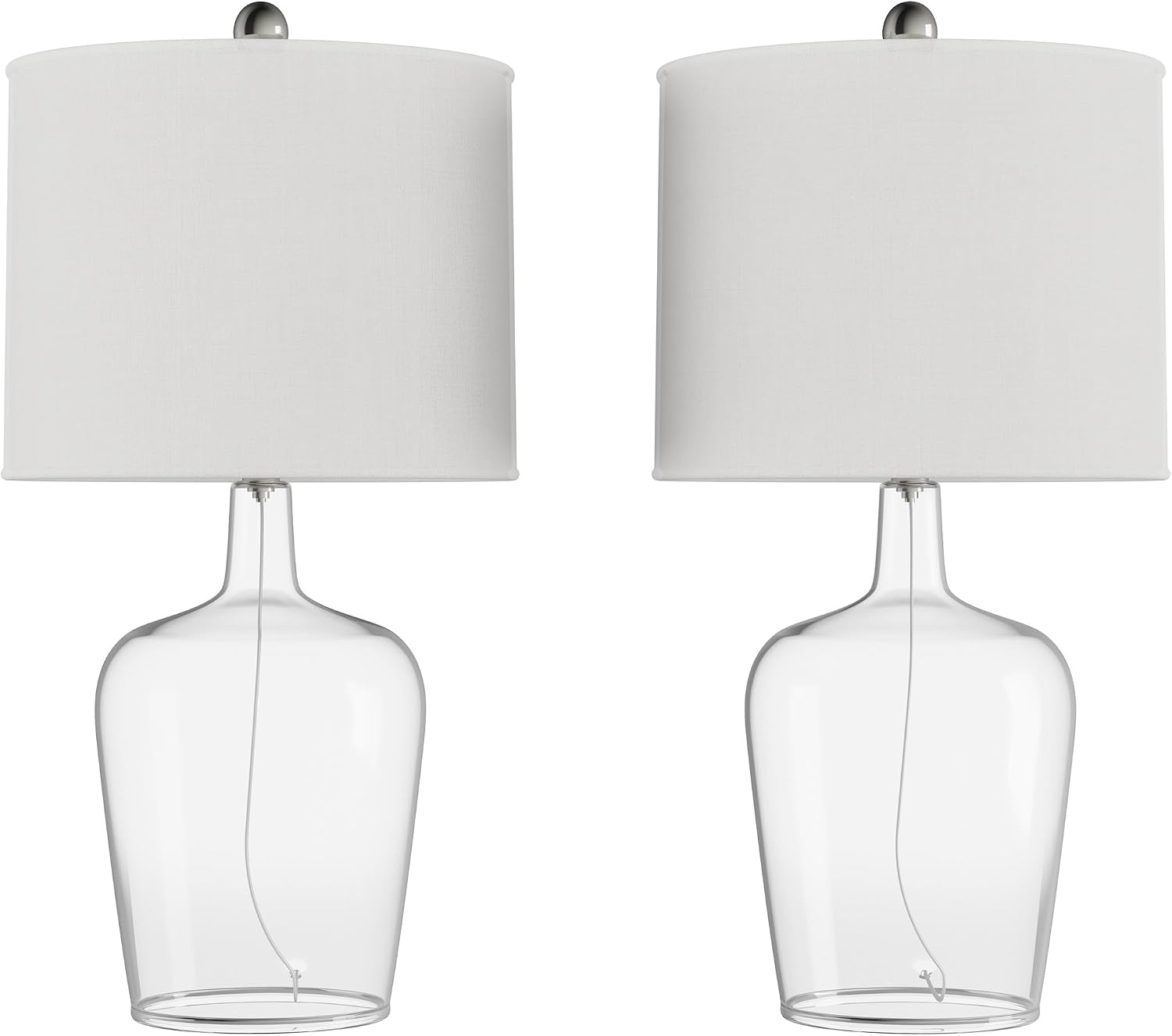 Glass Cloche Table Lamps – Set of 2 Modern Farmhouse Accent Lights with LED Bulbs – Home Décor for Bedroom, Living Room, or Office by Lavish Home