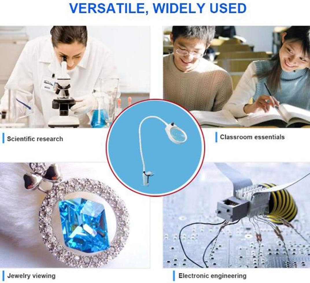 Led Magnifying Lamp with Clamp, with Adjustable Swivel Arm Light, 5X 15X Magnifier Vertical Desk Magnifying Lamp Light Beauty Adjustable Beauty Stand Salon Tattoo Nail Skin,