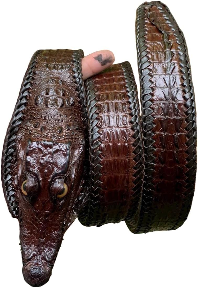 Genuine Alligator Leather Belts Buckle for Men, Crocodile Skin Belt for Mens