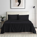 1000 Series- Extra Long Staple 100% Egyptian Cotton Sheet Set,Sateen Weave, Hotel Quality Soft Luxury Bedding, Queen Size 4 Piece Sheet Set Fit 15' Inch to 18' Deep Stripe Black
