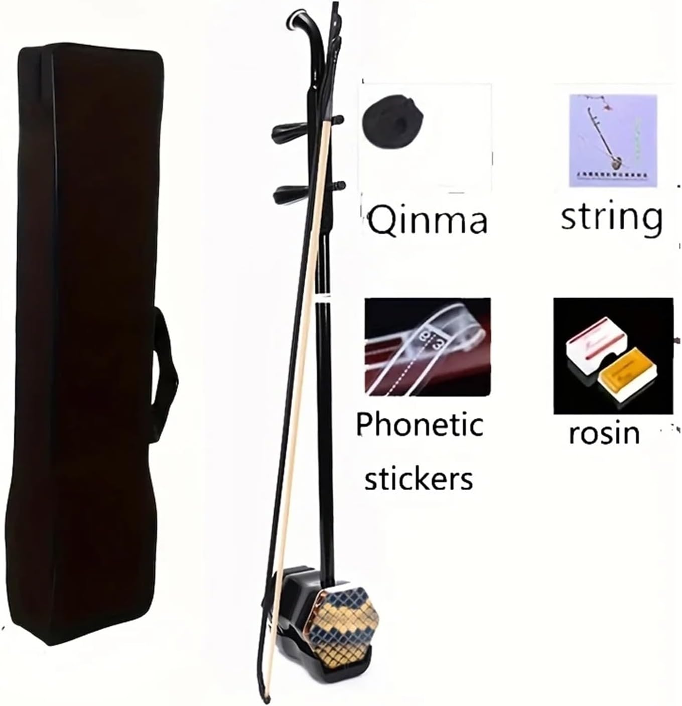 32-Inch Beginner's Erhu - Handcrafted Traditional Chinese Musical Instrument with, Zero Animal Harm, International Compliance, Worry-Free Sound, Includes Protective Case