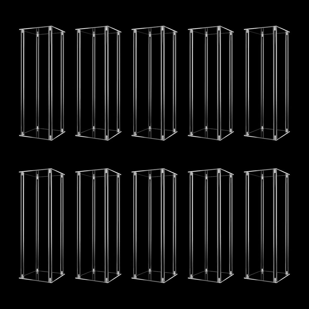 10Pcs Acrylic Flower Vase, 23.62 inch Clear Flower Vases for Centerpieces, Acrylic Column Flower Container, Wedding Flower Stand for Anniversary Celebration