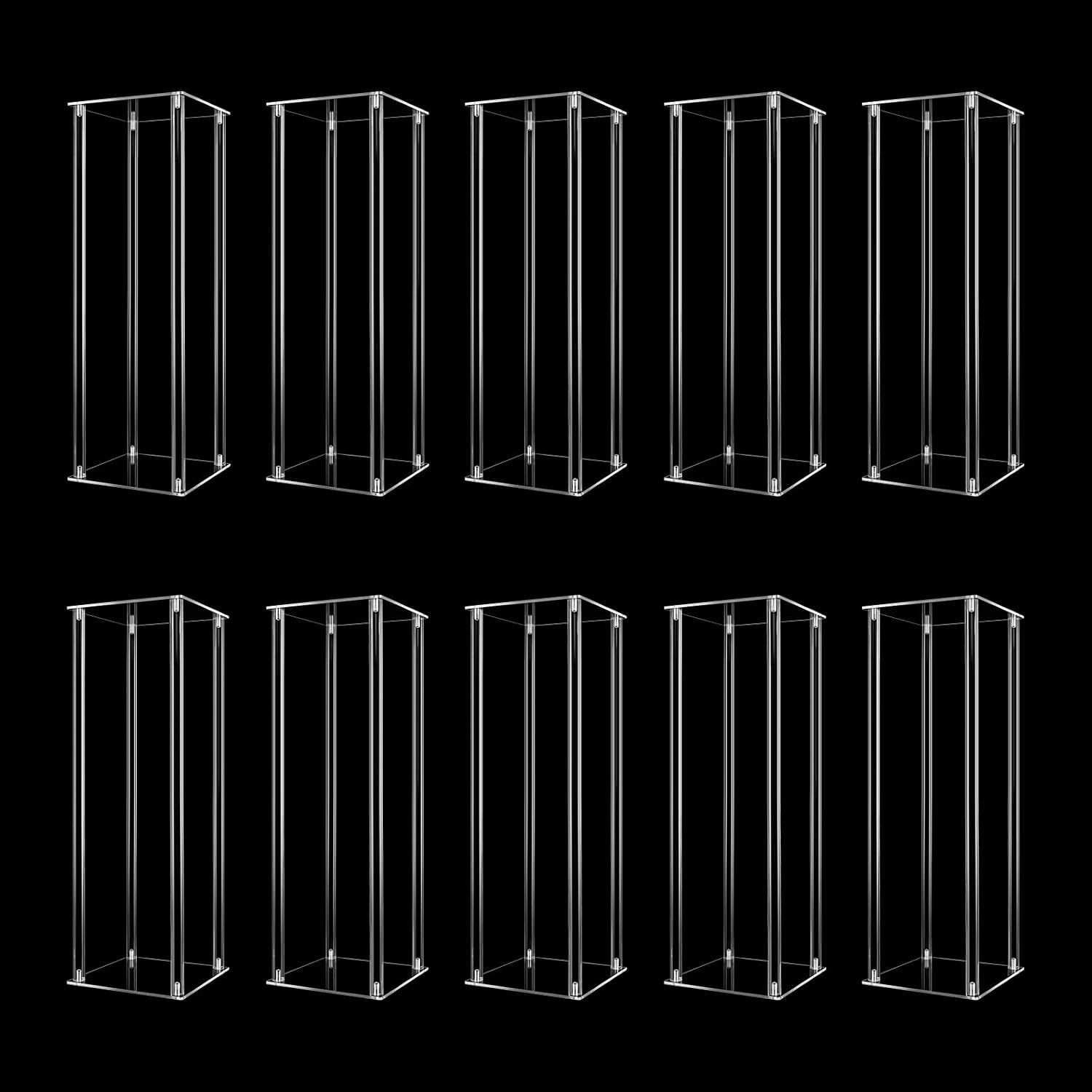 10Pcs Acrylic Flower Vase, 23.62 inch Clear Flower Vases for Centerpieces, Acrylic Column Flower Container, Wedding Flower Stand for Anniversary Celebration
