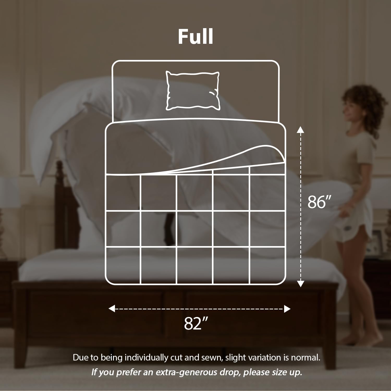 Pacific Coast Goose Feather Down Fiber Comforters Full Size, Extra Fluffy White Duvet Insert, Ultra-Soft, Breathable, All Season Hotel Luxury Bedding Comforters, 8 Corner & Center Loops (82'x86')