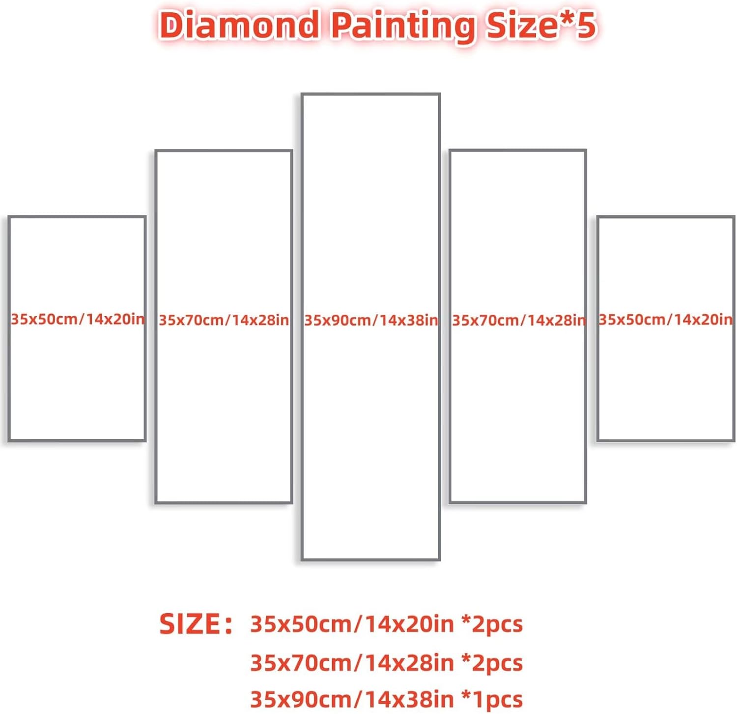 Forest Diamond Art 5 Piece Diamond Painting Animal 5D DIY Full Round Drill Dimond Art Paintings Rhinestones Crafts for Adults Gem Painting for Home Decor, Large Artwork for Wall 36 x 70 Inch, Model291