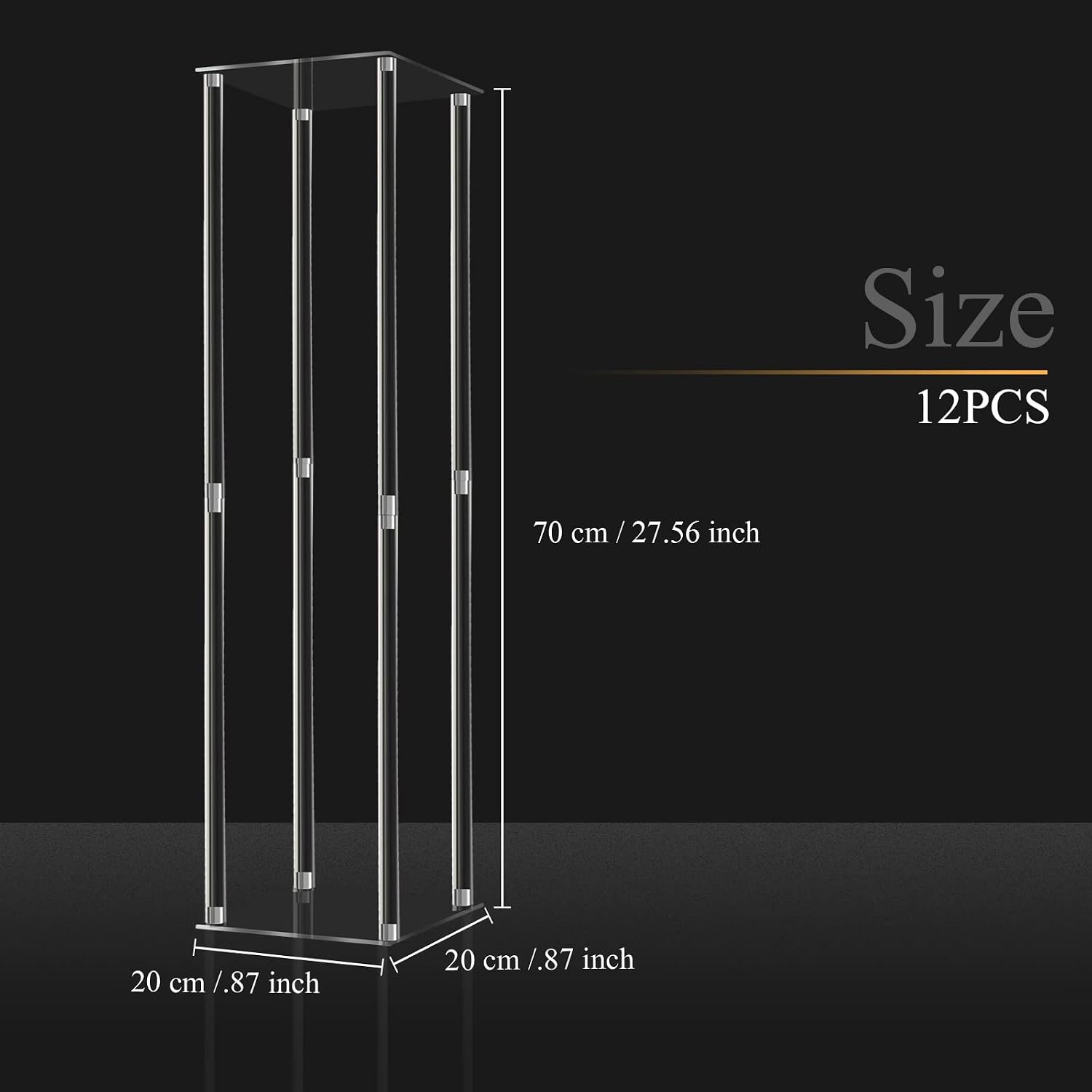 Geetery 12 Pieces Tall Acrylic Vase Wedding Centerpieces Clear Flower Stand Column Geometric Floral Vase Elegant Display Holder for Birthday Party Wedding Table Decorations (28 Inch)