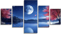 Cherry Blossoms Diamond Art 5 Piece Diamond Painting Moon 5D Full Square Drill Dimond Art Paintings Crystal Crafts for Adults Gem Painting for Home Decor, Large Artwork for Wall 40 x 80 Inch, Model414