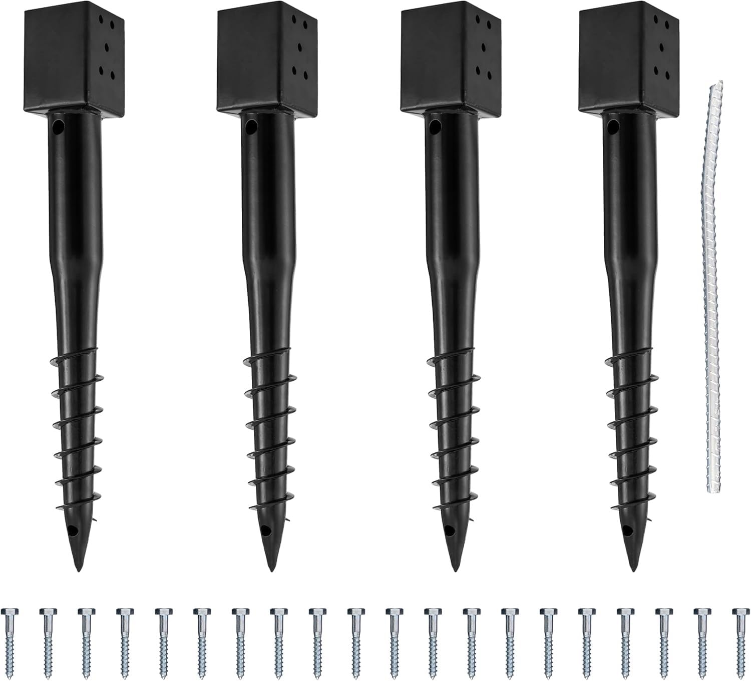 (Set of 4) LADECH Premium No Dig Ground Anchor – DIY Screw in Post Stake – 27 Inch – Fits Standard 4x4 Post (3.5' X 3.5' Inch) – Great for Mailbox Posts and Fence Posts